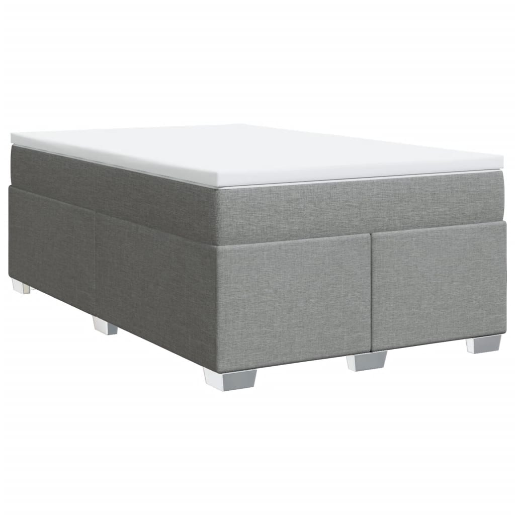 Κρεβάτι Boxspring με Στρώμα Ανοιχτό Γκρι 120x190 εκ. Υφασμάτινο