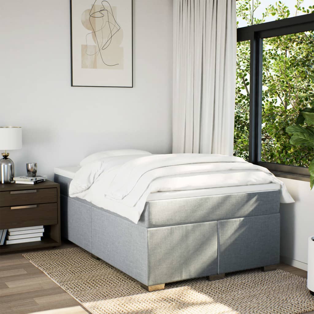 Κρεβάτι Boxspring με Στρώμα Ανοιχτό Γκρι 120x190 εκ. Υφασμάτινο