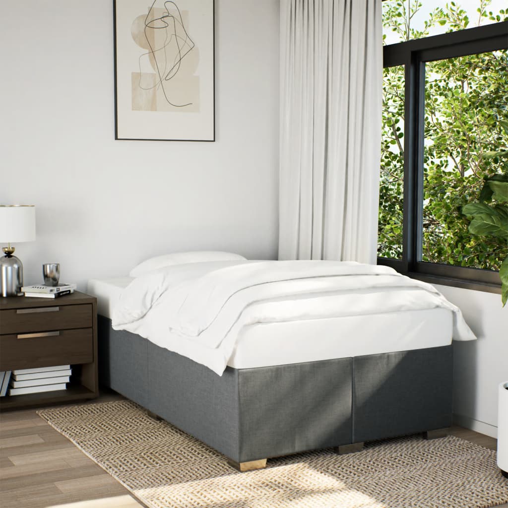Κρεβάτι Boxspring με Στρώμα Σκούρο Γκρι 120x190 εκ Υφασμάτινο - Pakobazaar