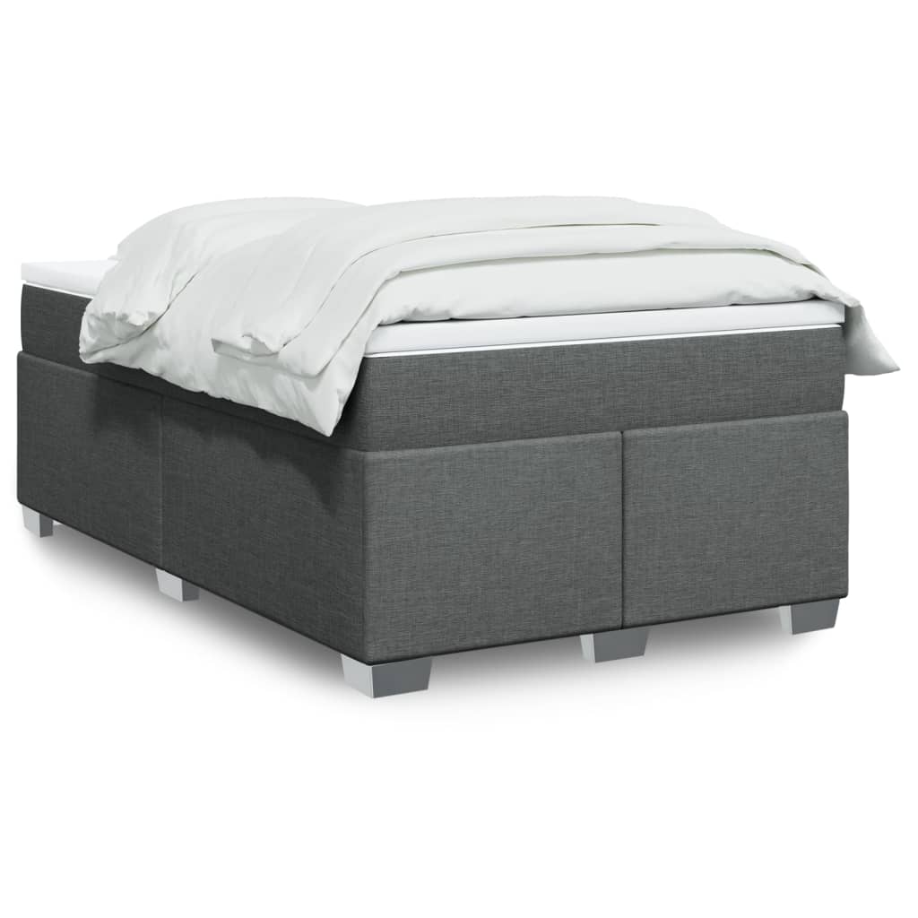Κρεβάτι Boxspring με Στρώμα Σκούρο Γκρι 120x190 εκ Υφασμάτινο - Pakobazaar