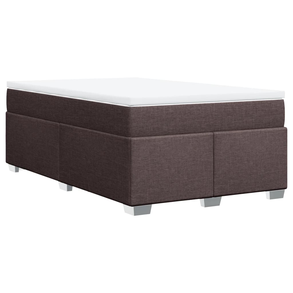 Κρεβάτι Boxspring με Στρώμα Σκούρο Καφέ 120x190 εκ Υφασμάτινο