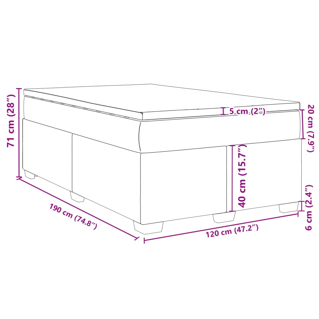 Κρεβάτι Boxspring με Στρώμα Μπλε 120x190 εκ. Υφασμάτινο - Pakobazaar