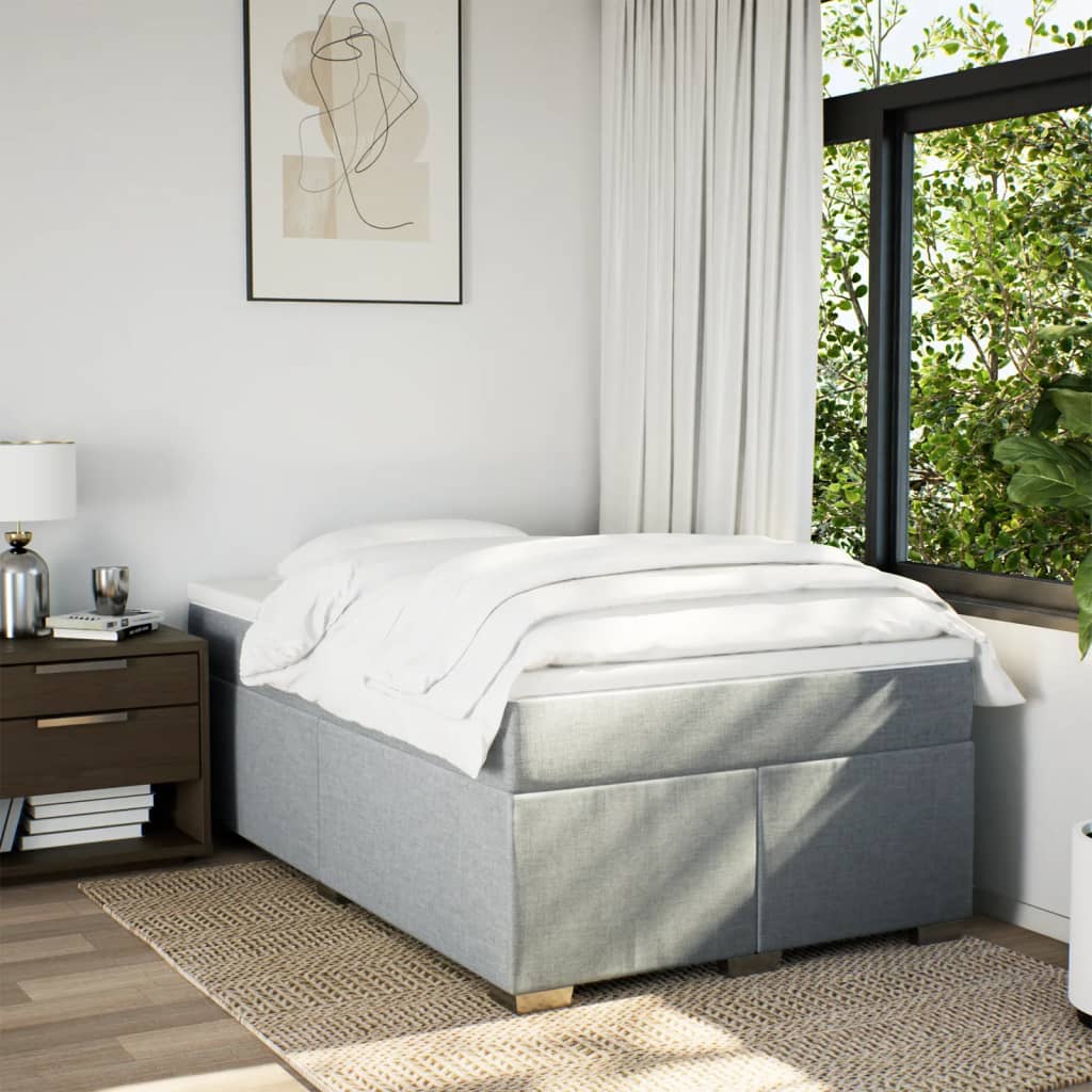 Κρεβάτι Boxspring με Στρώμα Ανοιχτό Γκρι 120x200 εκ. Υφασμάτινο - Pakobazaar