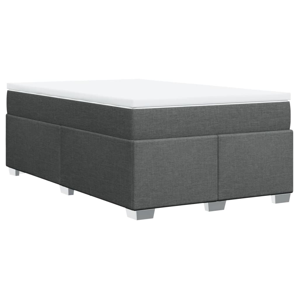 Κρεβάτι Boxspring με Στρώμα Σκούρο Γκρι 120x200 εκ. Υφασμάτινο - Pakobazaar