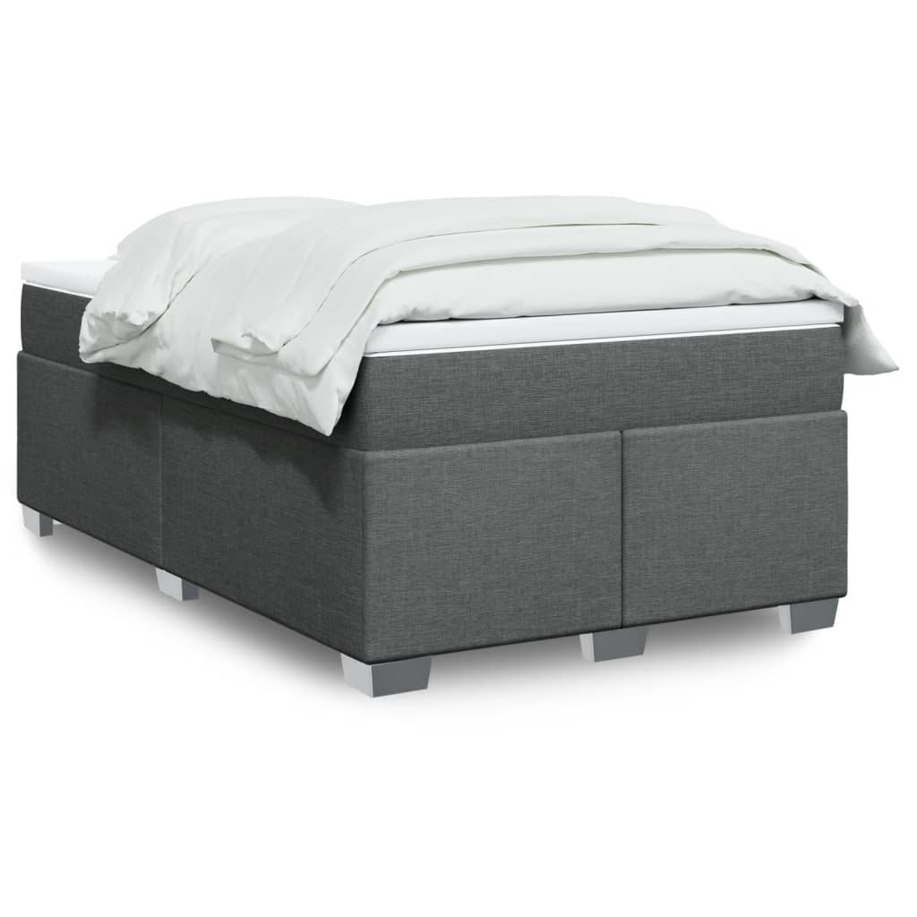 Κρεβάτι Boxspring με Στρώμα Σκούρο Γκρι 120x200 εκ. Υφασμάτινο - Pakobazaar