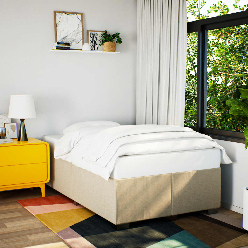 Κρεβάτι Boxspring με Στρώμα Κρεμ 120x200 εκ. Υφασμάτινο
