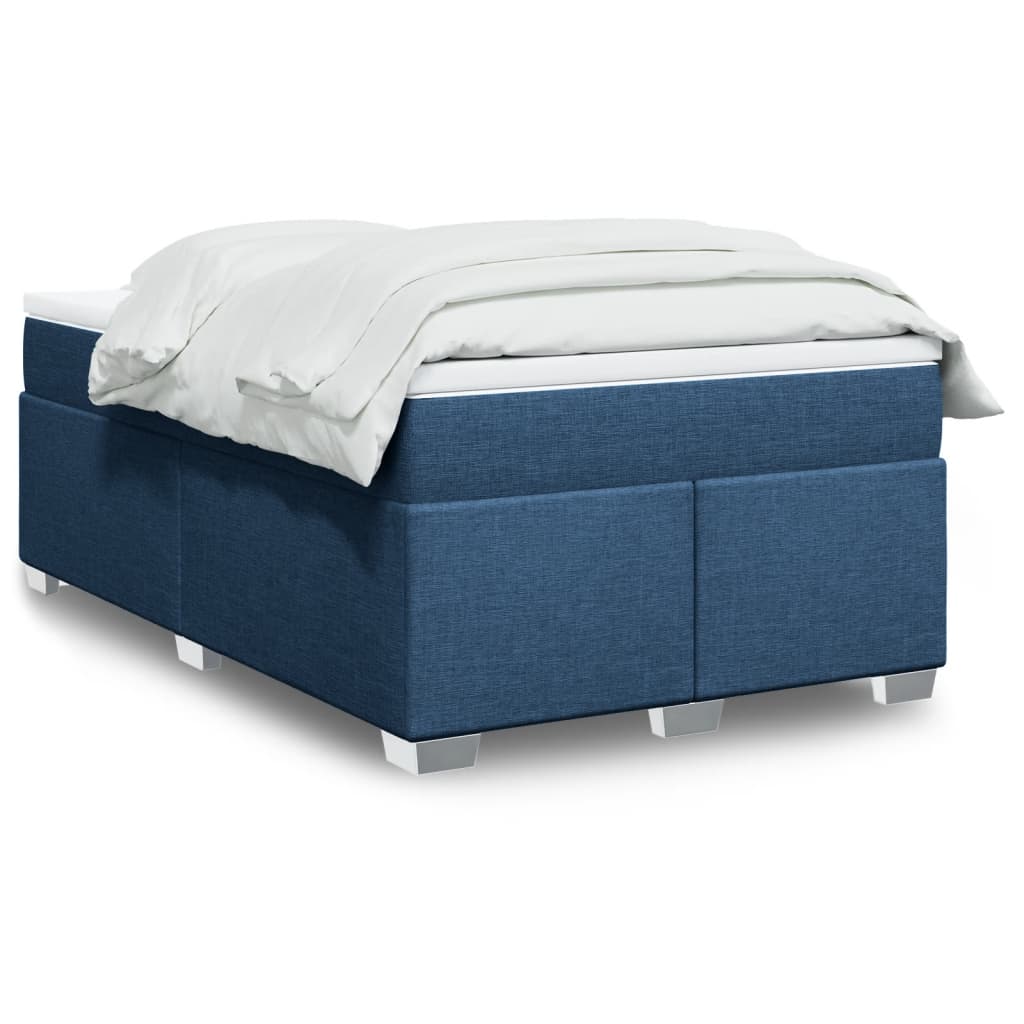 Κρεβάτι Boxspring με Στρώμα Μπλε 120x200 εκ. Υφασμάτινο