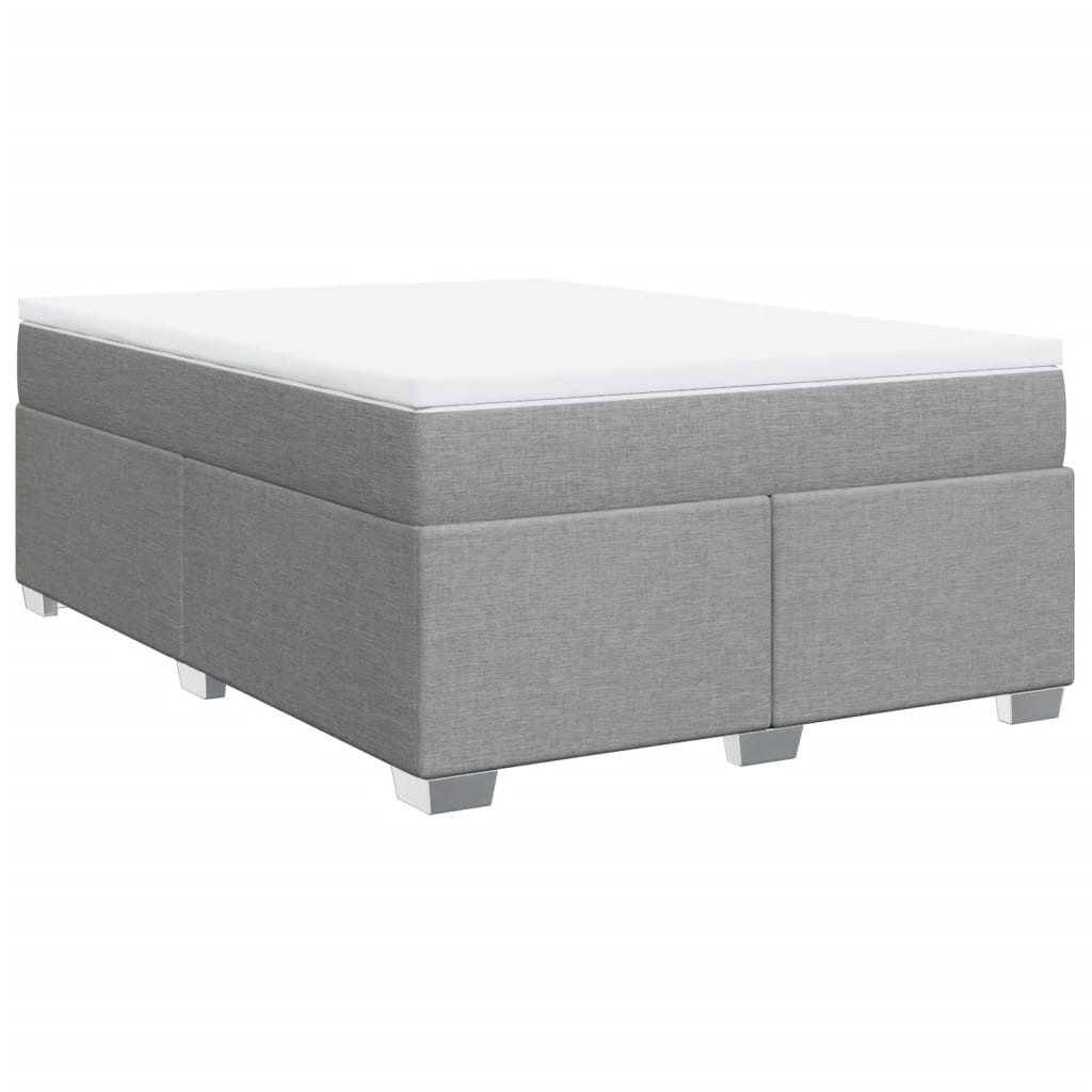 Κρεβάτι Boxspring με Στρώμα Ανοιχτό Γκρι 140x190 εκ. Υφασμάτινο