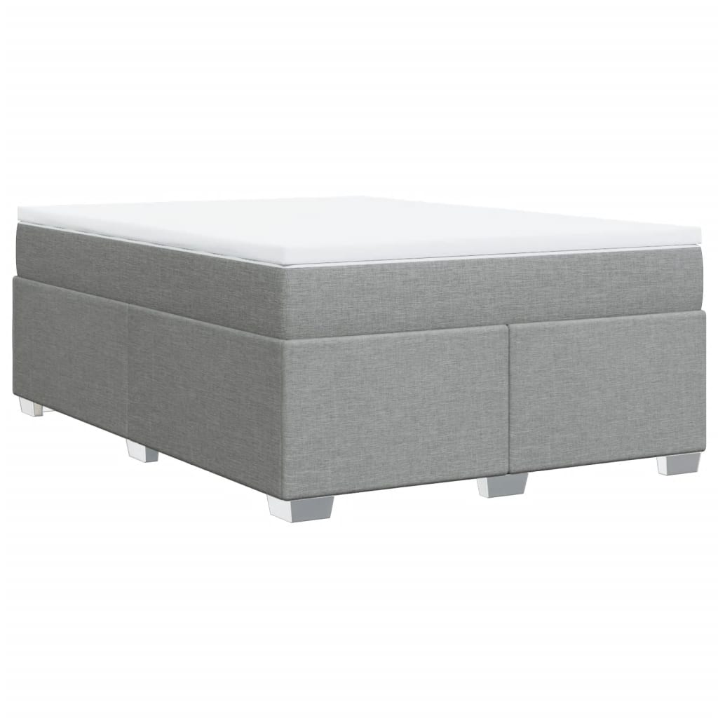 Κρεβάτι Boxspring με Στρώμα Ανοιχτό Γκρι 140x190 εκ. Υφασμάτινο