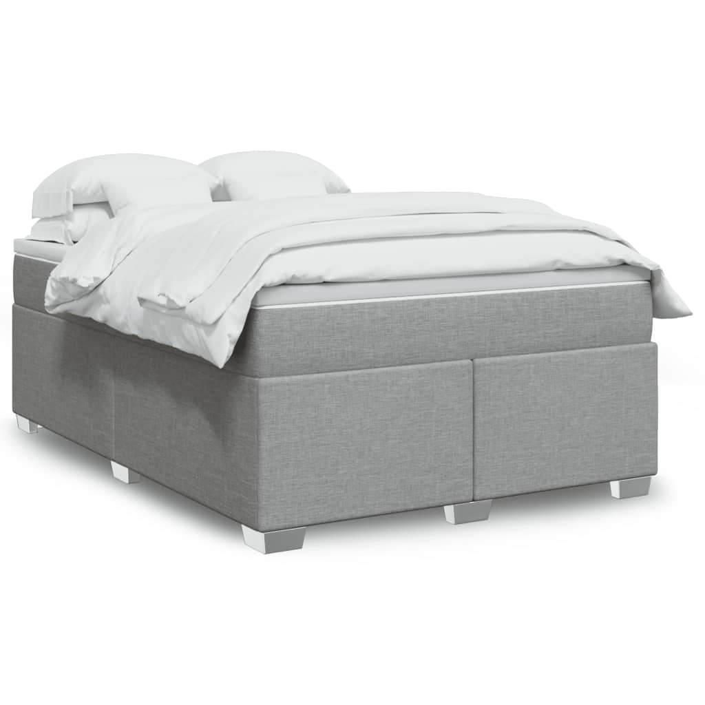 Κρεβάτι Boxspring με Στρώμα Ανοιχτό Γκρι 140x190 εκ. Υφασμάτινο
