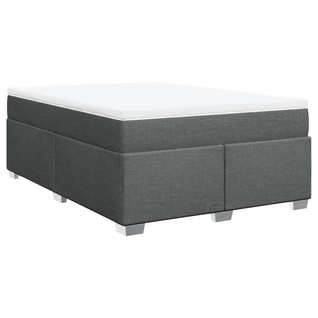 Κρεβάτι Boxspring με Στρώμα Σκούρο Γκρι 140x190 εκ. Υφασμάτινο