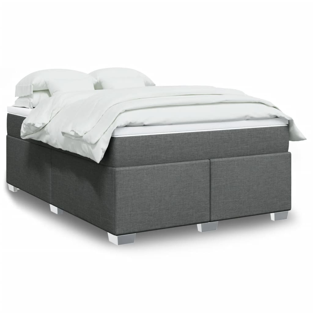 Κρεβάτι Boxspring με Στρώμα Σκούρο Γκρι 140x190 εκ. Υφασμάτινο