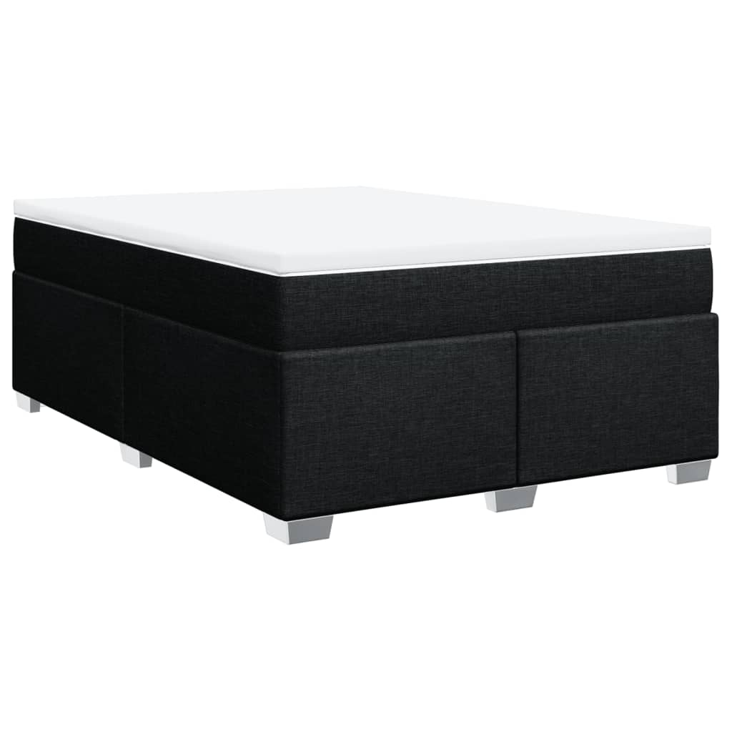 Κρεβάτι Boxspring με Στρώμα Μαύρο 140x190 εκ. Υφασμάτινο - Pakobazaar