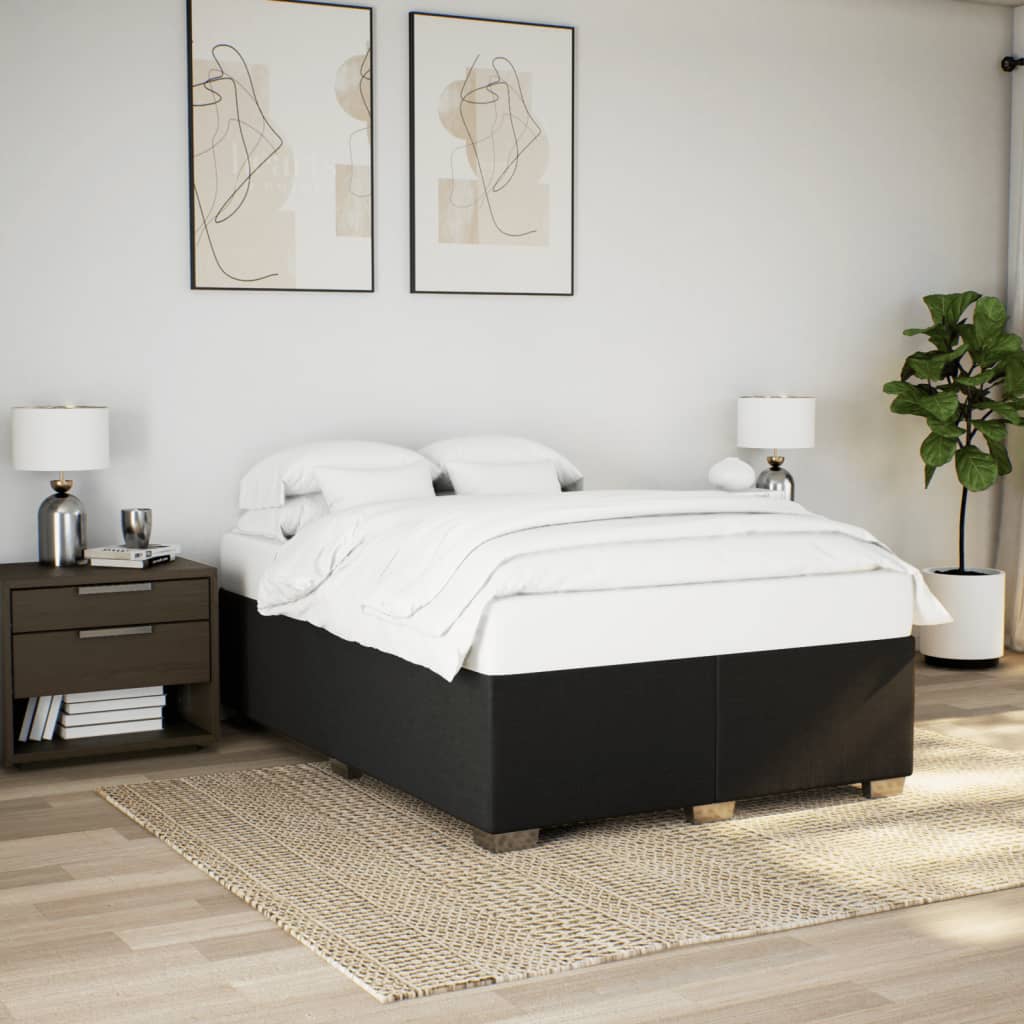 Κρεβάτι Boxspring με Στρώμα Μαύρο 140x190 εκ. Υφασμάτινο - Pakobazaar