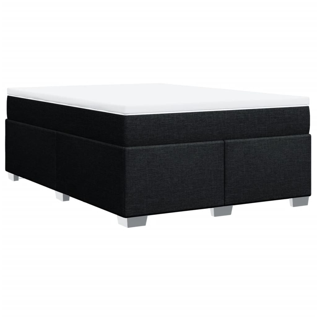 Κρεβάτι Boxspring με Στρώμα Μαύρο 140x190 εκ. Υφασμάτινο - Pakobazaar