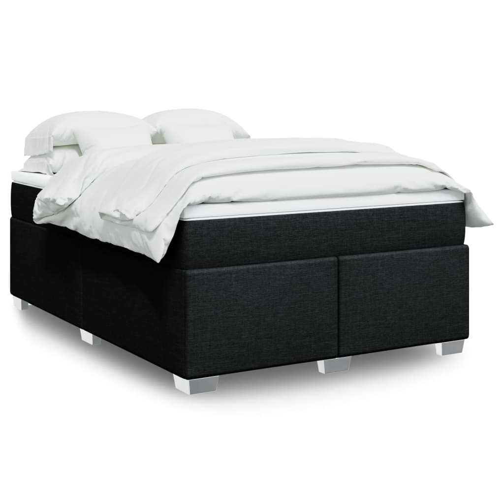 Κρεβάτι Boxspring με Στρώμα Μαύρο 140x190 εκ. Υφασμάτινο - Pakobazaar