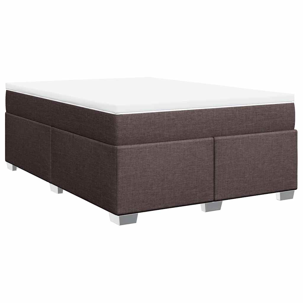 Κρεβάτι Boxspring με Στρώμα Σκούρο Καφέ 140x190 εκ. Υφασμάτινο