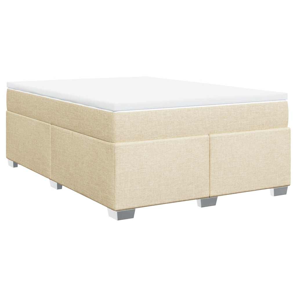 Κρεβάτι Boxspring με Στρώμα Κρεμ 140x190 εκ. Υφασμάτινο - Pakobazaar