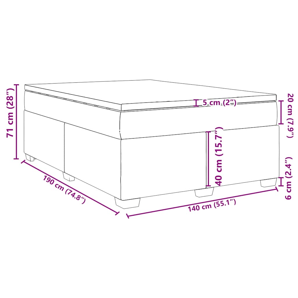 Κρεβάτι Boxspring με Στρώμα Κρεμ 140x190 εκ. Υφασμάτινο - Pakobazaar