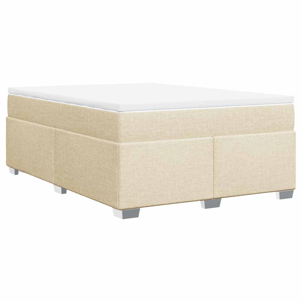 Κρεβάτι Boxspring με Στρώμα Κρεμ 140x190 εκ. Υφασμάτινο - Pakobazaar