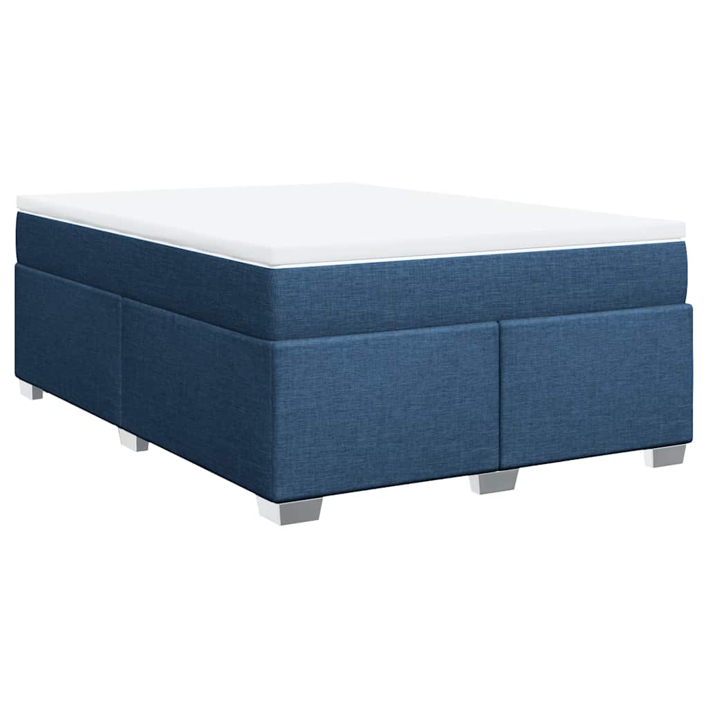 Κρεβάτι Boxspring με Στρώμα Μπλε 140x190 εκ. Υφασμάτινο