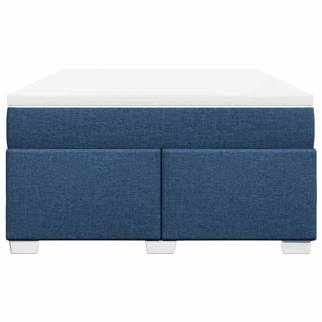 Κρεβάτι Boxspring με Στρώμα Μπλε 140x190 εκ. Υφασμάτινο