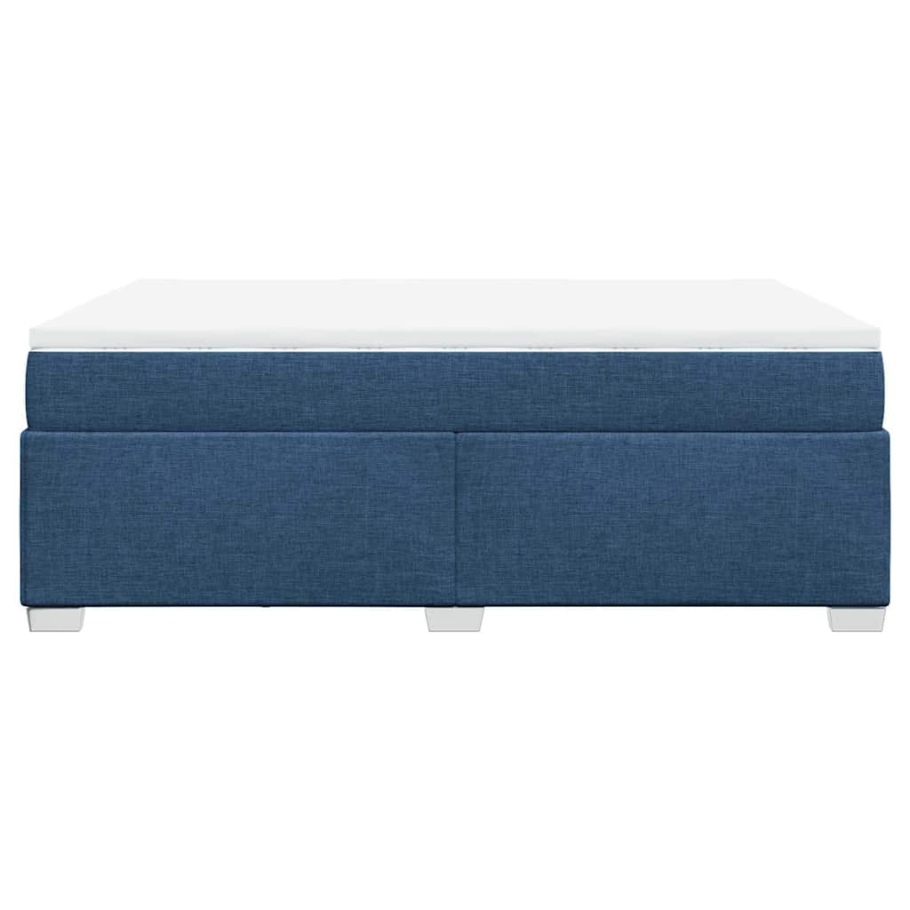 Κρεβάτι Boxspring με Στρώμα Μπλε 140x190 εκ. Υφασμάτινο