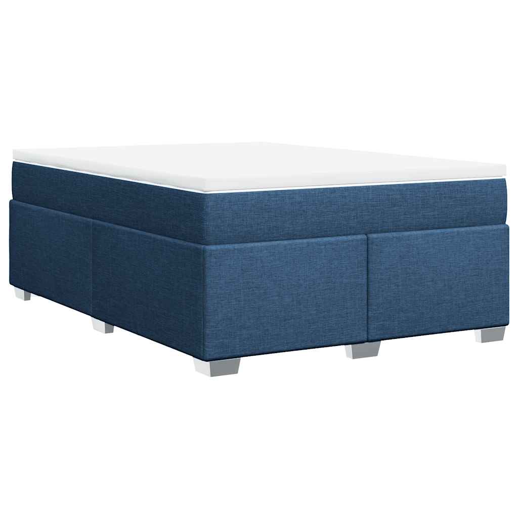 Κρεβάτι Boxspring με Στρώμα Μπλε 140x190 εκ. Υφασμάτινο