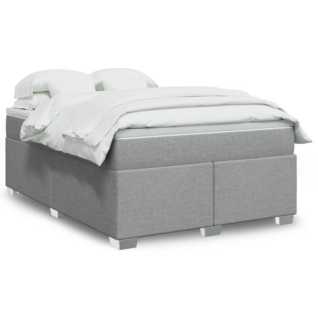 Κρεβάτι Boxspring με Στρώμα Ανοιχτό Γκρι 140x200 εκ. Υφασμάτινο