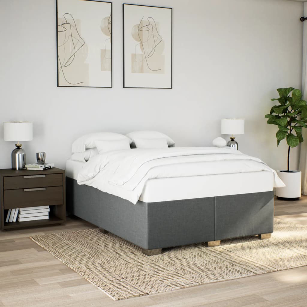 Κρεβάτι Boxspring με Στρώμα Σκούρο Γκρι 140x200 εκ Υφασμάτινο
