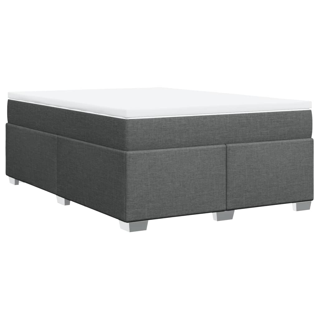 Κρεβάτι Boxspring με Στρώμα Σκούρο Γκρι 140x200 εκ Υφασμάτινο