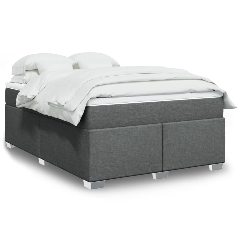 Κρεβάτι Boxspring με Στρώμα Σκούρο Γκρι 140x200 εκ Υφασμάτινο