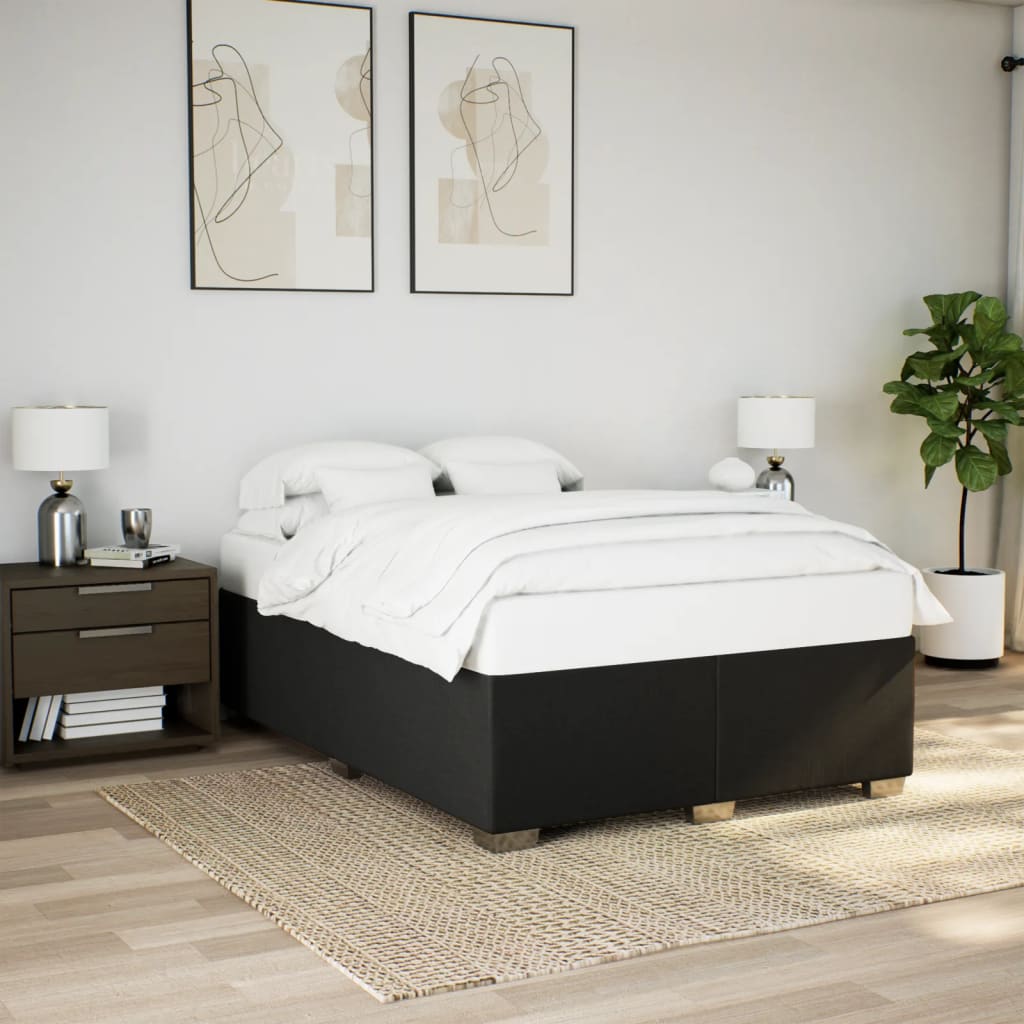 Κρεβάτι Boxspring με Στρώμα Μαύρο 140x200 εκ. Υφασμάτινο - Pakobazaar