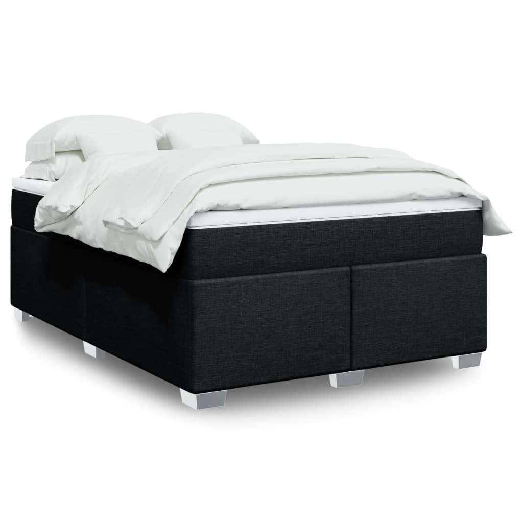 Κρεβάτι Boxspring με Στρώμα Μαύρο 140x200 εκ. Υφασμάτινο - Pakobazaar