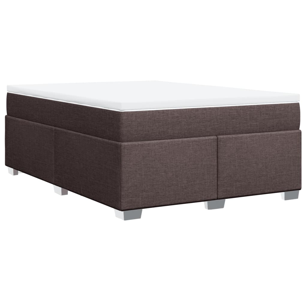 Κρεβάτι Boxspring με Στρώμα Σκούρο Καφέ 140x200 εκ Υφασμάτινο