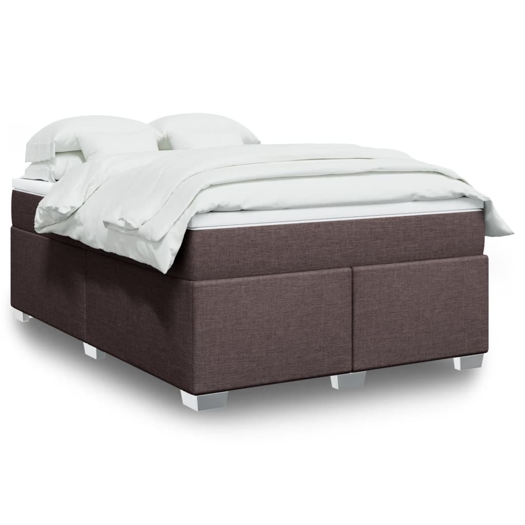 Κρεβάτι Boxspring με Στρώμα Σκούρο Καφέ 140x200 εκ Υφασμάτινο