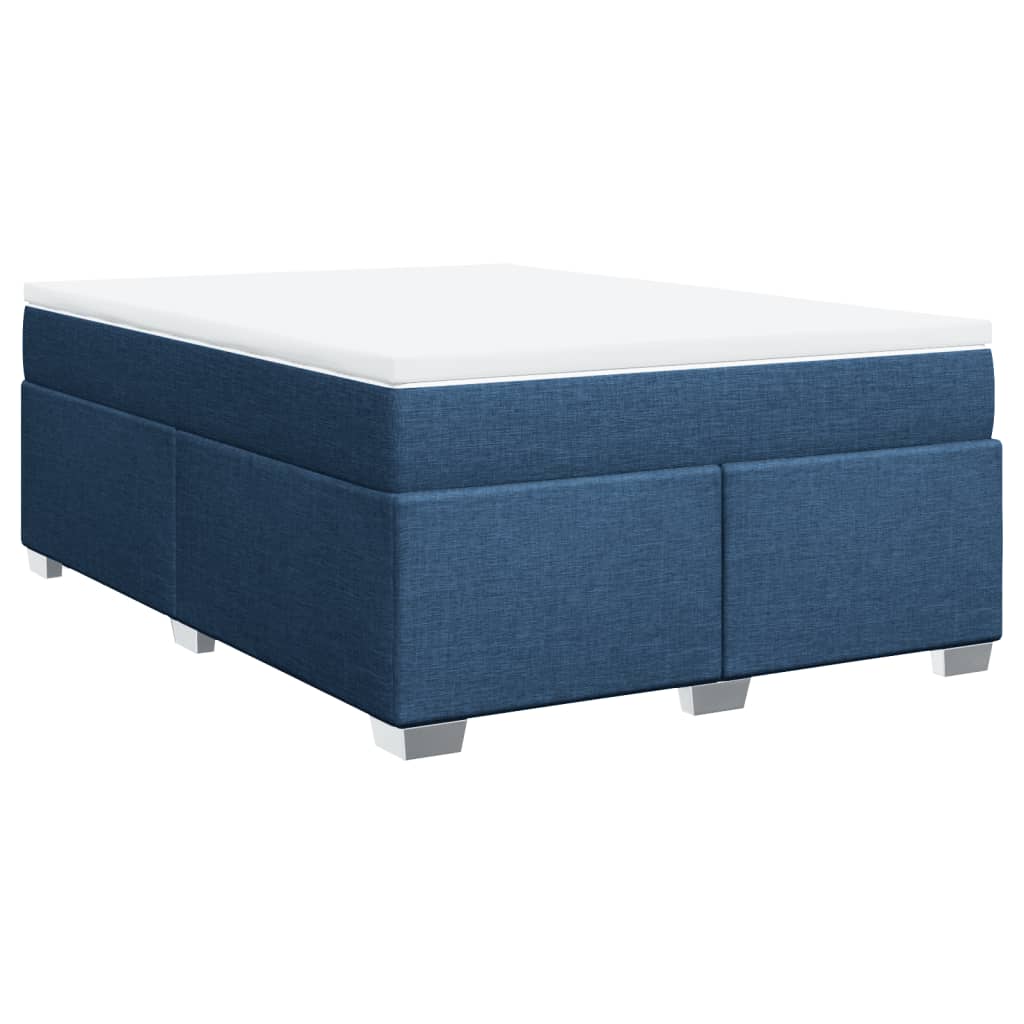 Κρεβάτι Boxspring με Στρώμα Μπλε 140x200 εκ. Υφασμάτινο