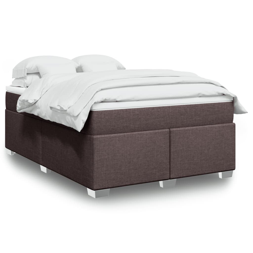 Κρεβάτι Boxspring με Στρώμα Σκούρο Καφέ 160x200 εκ Υφασμάτινο - Pakobazaar