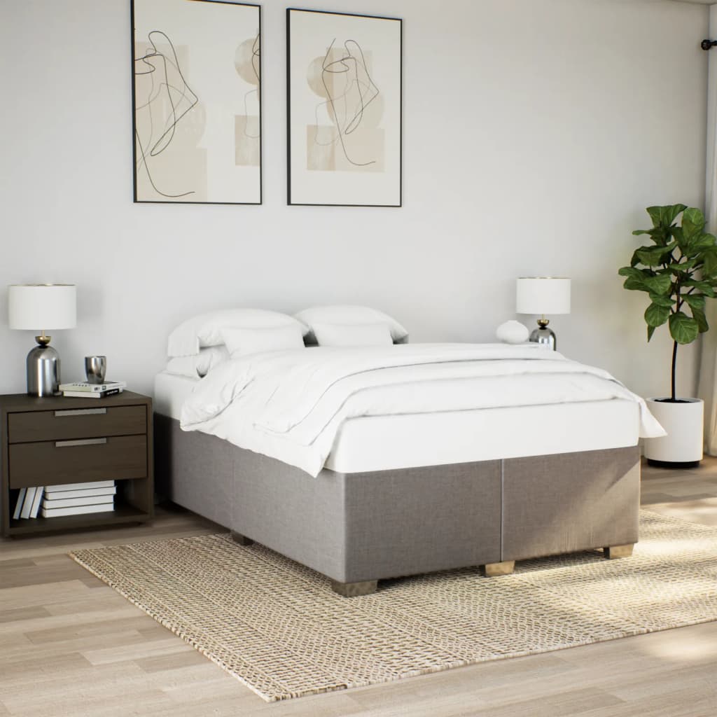 Κρεβάτι Boxspring με Στρώμα Taupe 160x200 εκ. Υφασμάτινο - Pakobazaar
