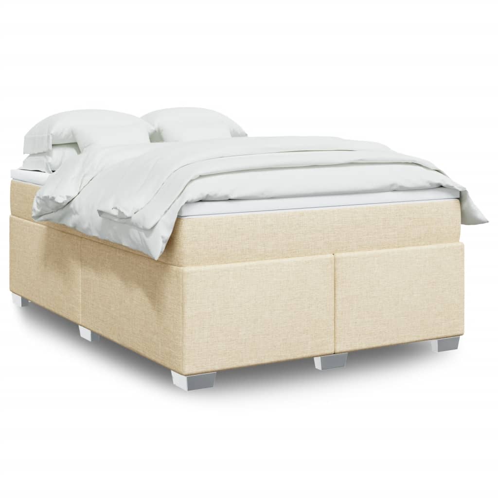 Κρεβάτι Boxspring με Στρώμα Κρεμ 160x200 εκ. Υφασμάτινο - Pakobazaar
