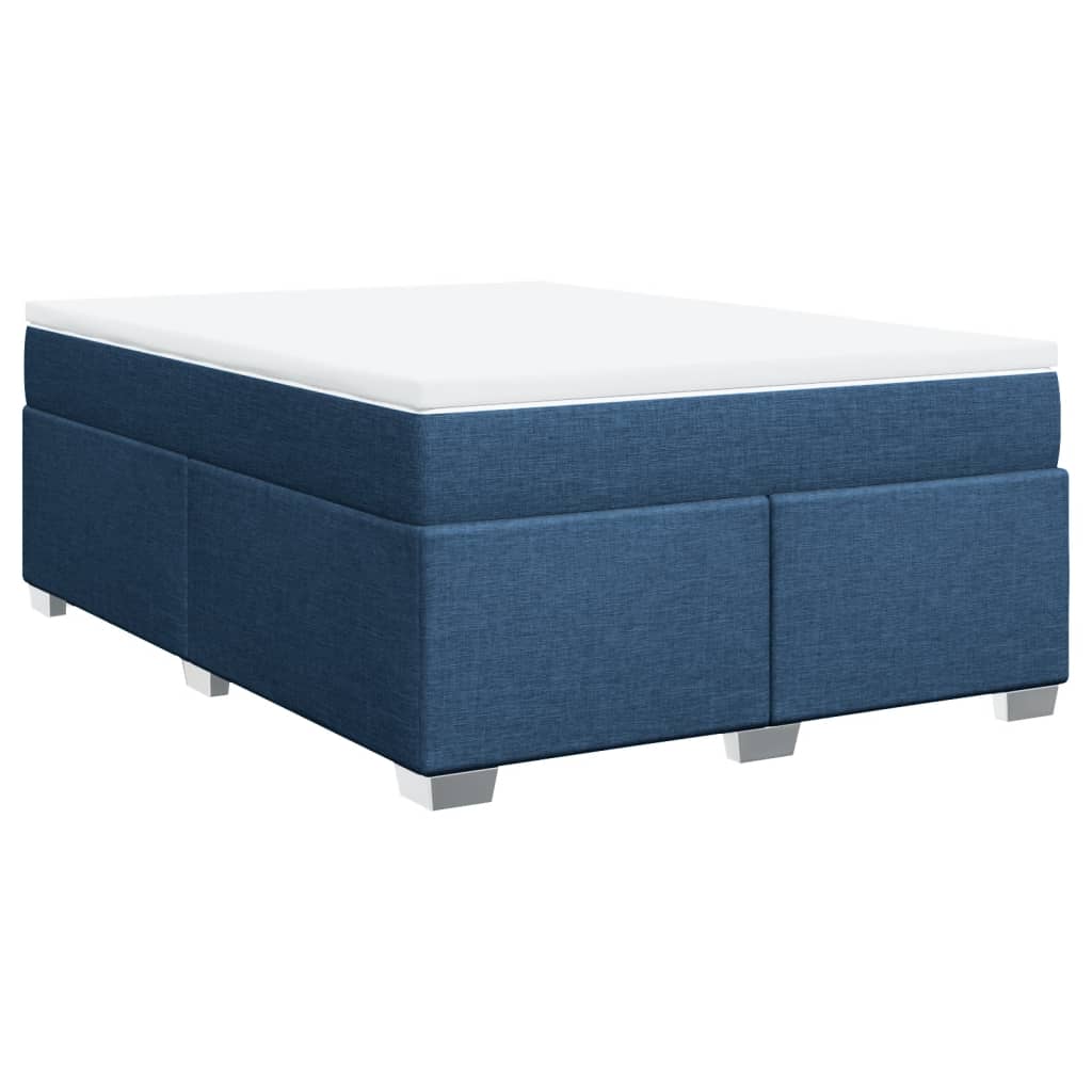 Κρεβάτι Boxspring με Στρώμα Μπλε 160x200 εκ. Υφασμάτινο - Pakobazaar