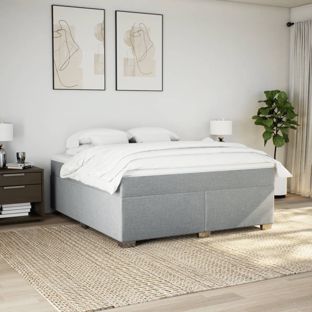 Κρεβάτι Boxspring με Στρώμα Ανοιχτό Γκρι 180x200 εκ. Υφασμάτινο - Pakobazaar