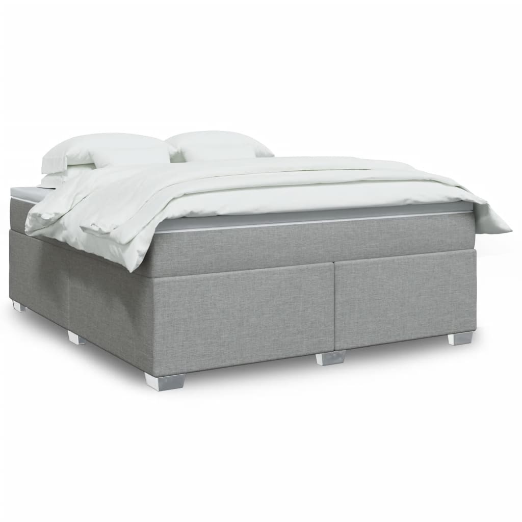 Κρεβάτι Boxspring με Στρώμα Ανοιχτό Γκρι 180x200 εκ. Υφασμάτινο - Pakobazaar