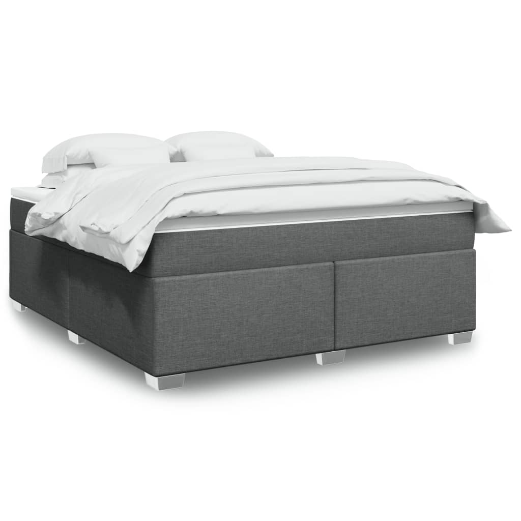 Κρεβάτι Boxspring με Στρώμα Σκούρο Γκρι 180x200 εκ Υφασμάτιν