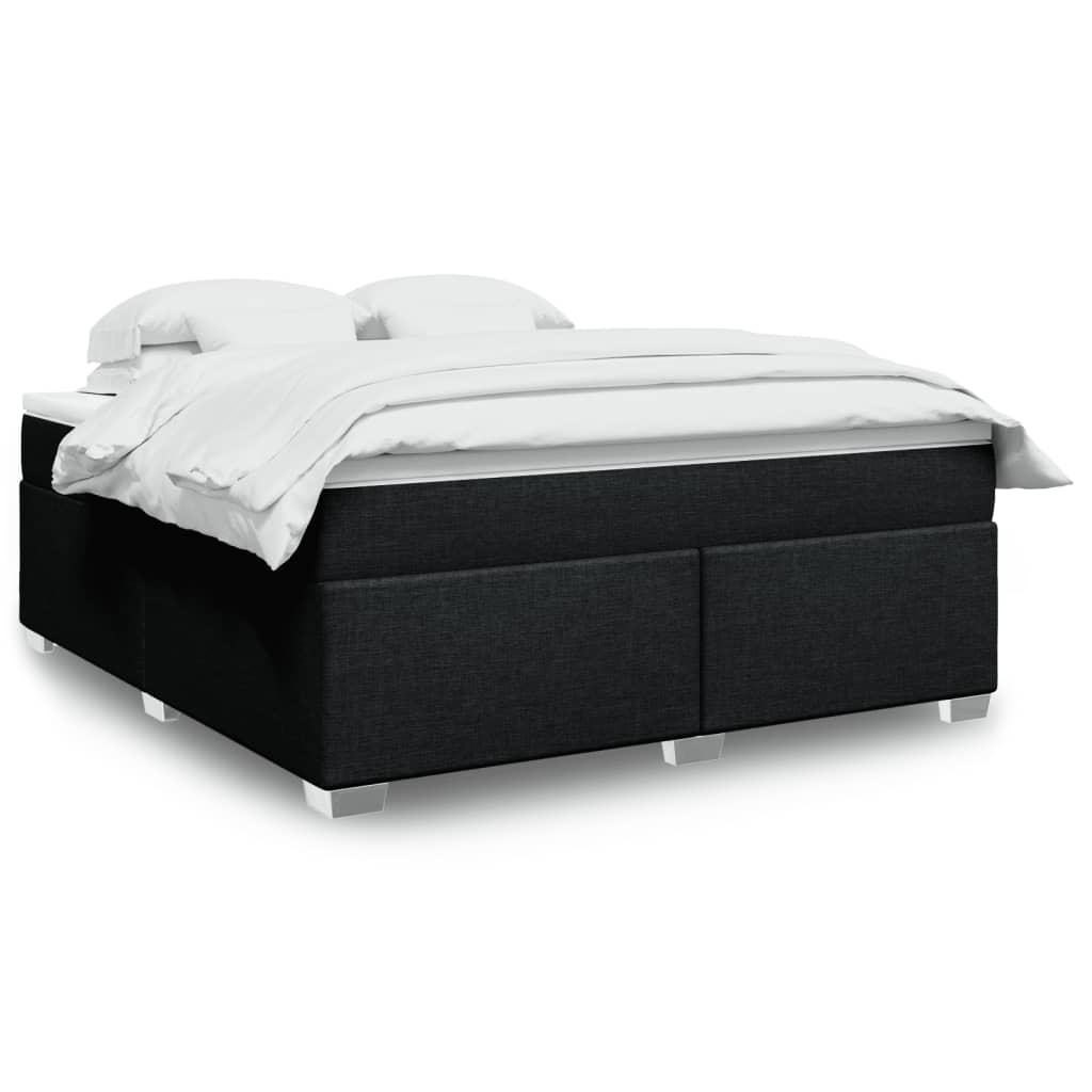Κρεβάτι Boxspring με Στρώμα Μαύρο 180x200 εκ. Υφασμάτινο
