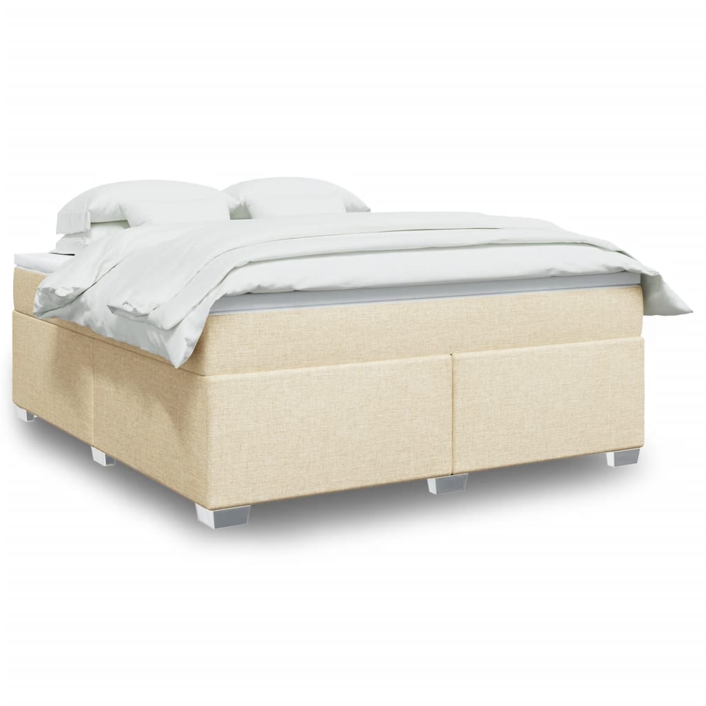 Κρεβάτι Boxspring με Στρώμα Κρεμ 180x200 εκ. Υφασμάτινο - Pakobazaar