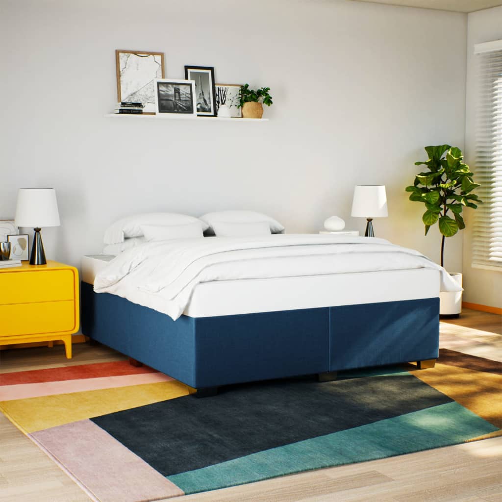 Κρεβάτι Boxspring με Στρώμα Μπλε 180x200 εκ. Υφασμάτινο - Pakobazaar