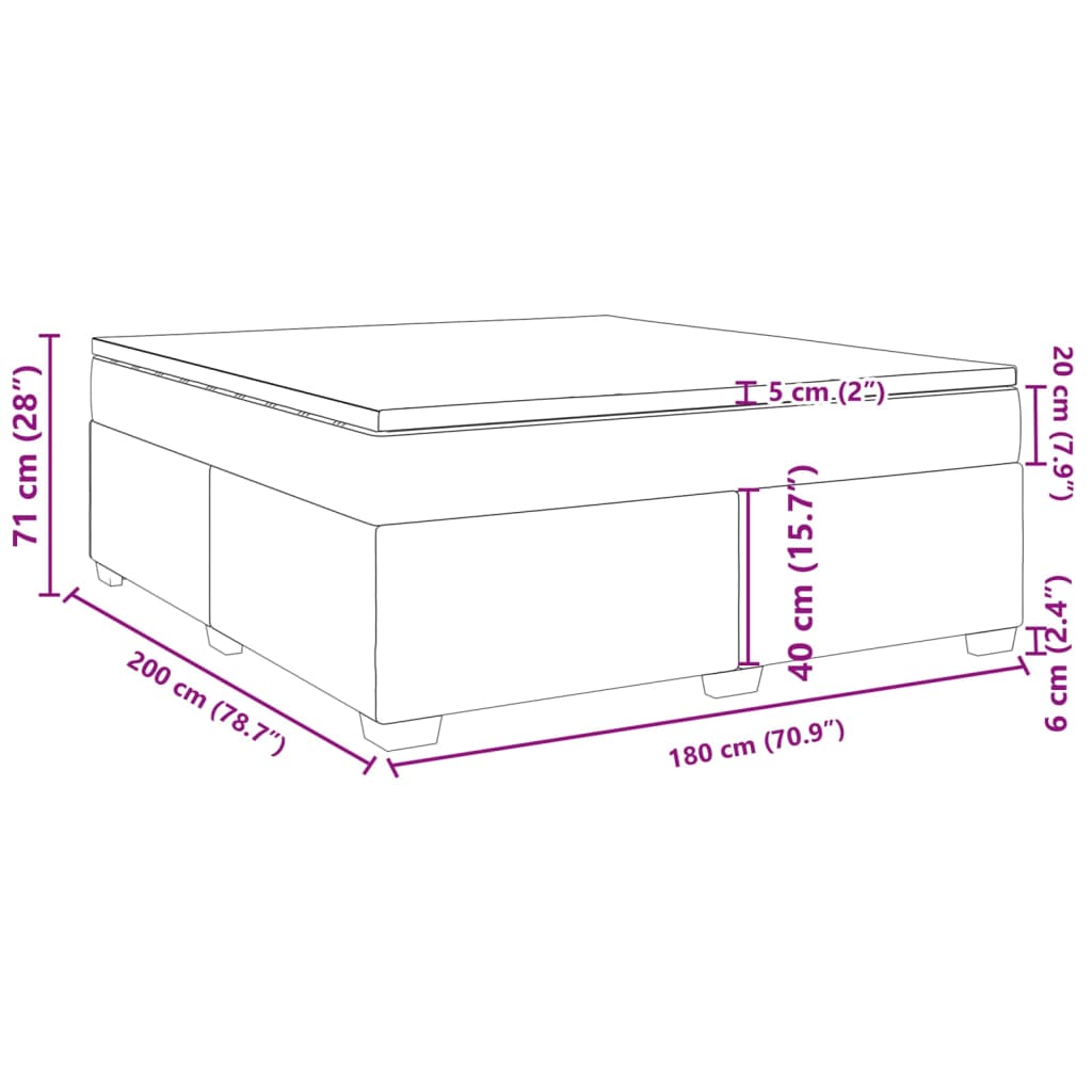 Κρεβάτι Boxspring με Στρώμα Μπλε 180x200 εκ. Υφασμάτινο - Pakobazaar