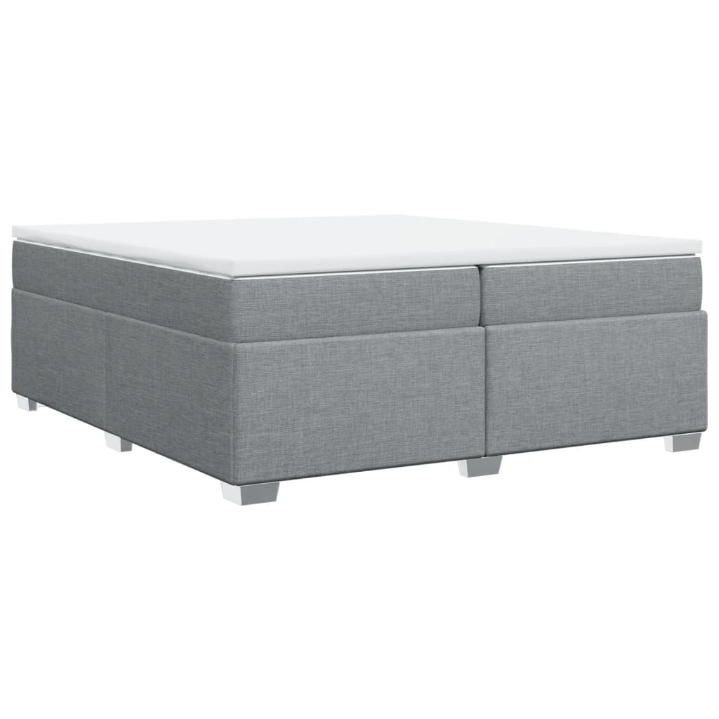 Κρεβάτι Boxspring με Στρώμα Ανοιχτό Γκρι 200x200 εκ. Υφασμάτινο - Pakobazaar