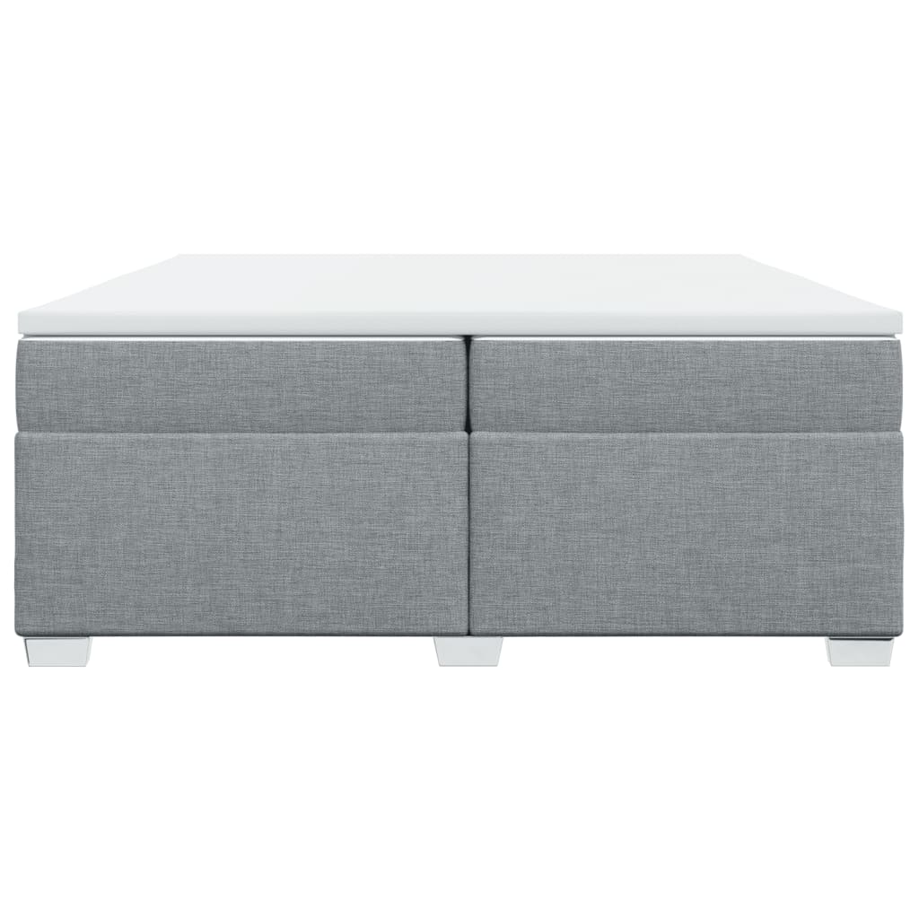 Κρεβάτι Boxspring με Στρώμα Ανοιχτό Γκρι 200x200 εκ. Υφασμάτινο - Pakobazaar